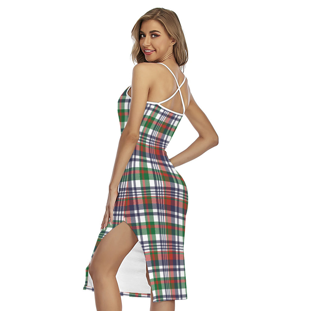 Christmas Madras Plaid Print Cross Back Cami Dress
