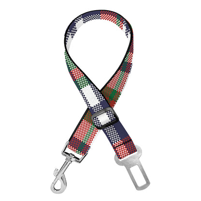 Christmas Madras Plaid Print Dog Seat Belt