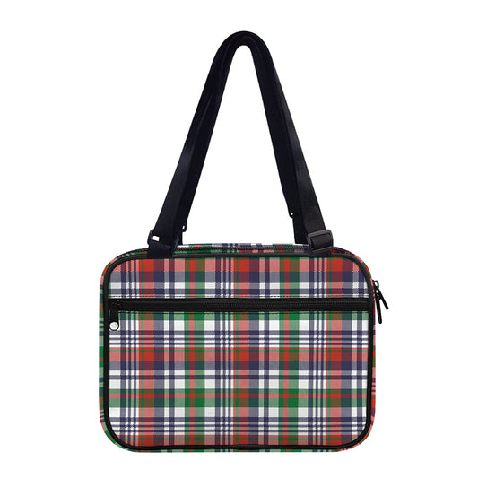Christmas Madras Plaid Print Double Strap Bible Bag