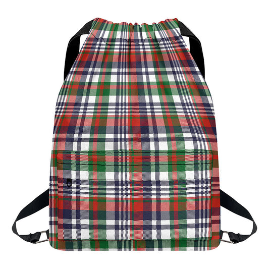Christmas Madras Plaid Print Drawstring Backpack