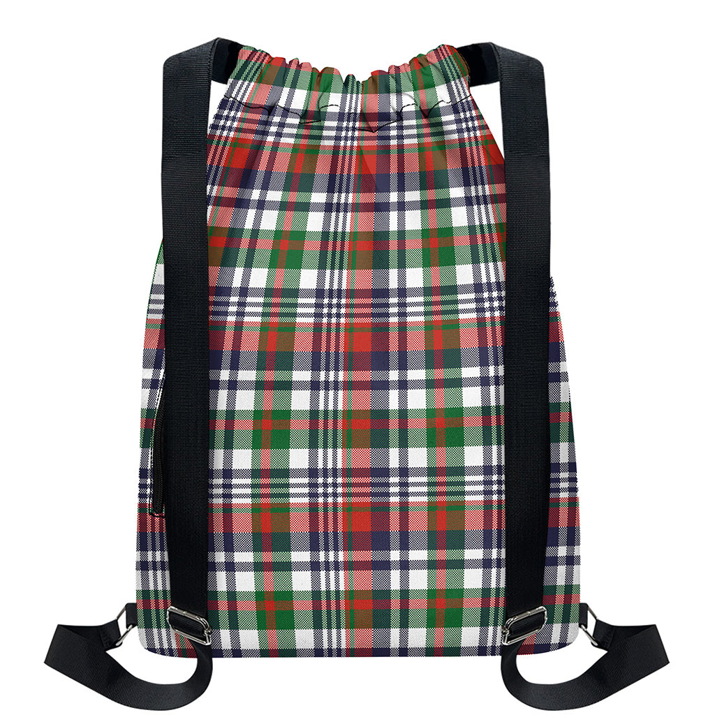 Christmas Madras Plaid Print Drawstring Backpack