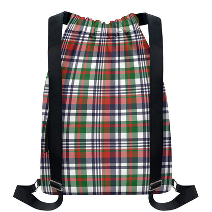 Christmas Madras Plaid Print Drawstring Backpack