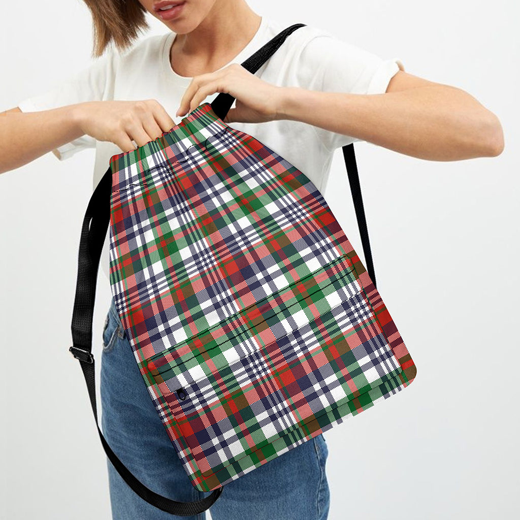 Christmas Madras Plaid Print Drawstring Backpack