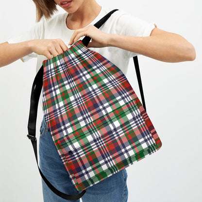 Christmas Madras Plaid Print Drawstring Backpack
