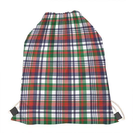 Christmas Madras Plaid Print Drawstring Bag