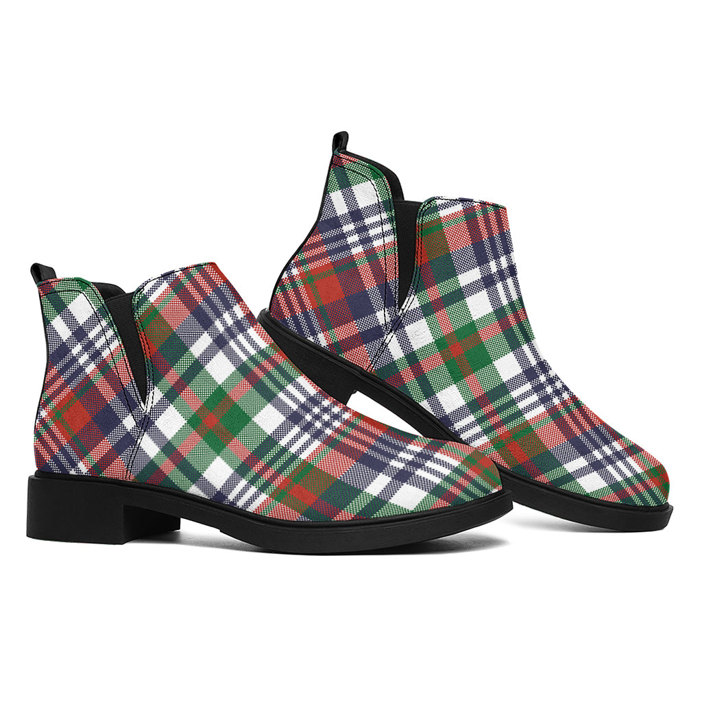 Christmas Madras Plaid Print Flat Ankle Boots