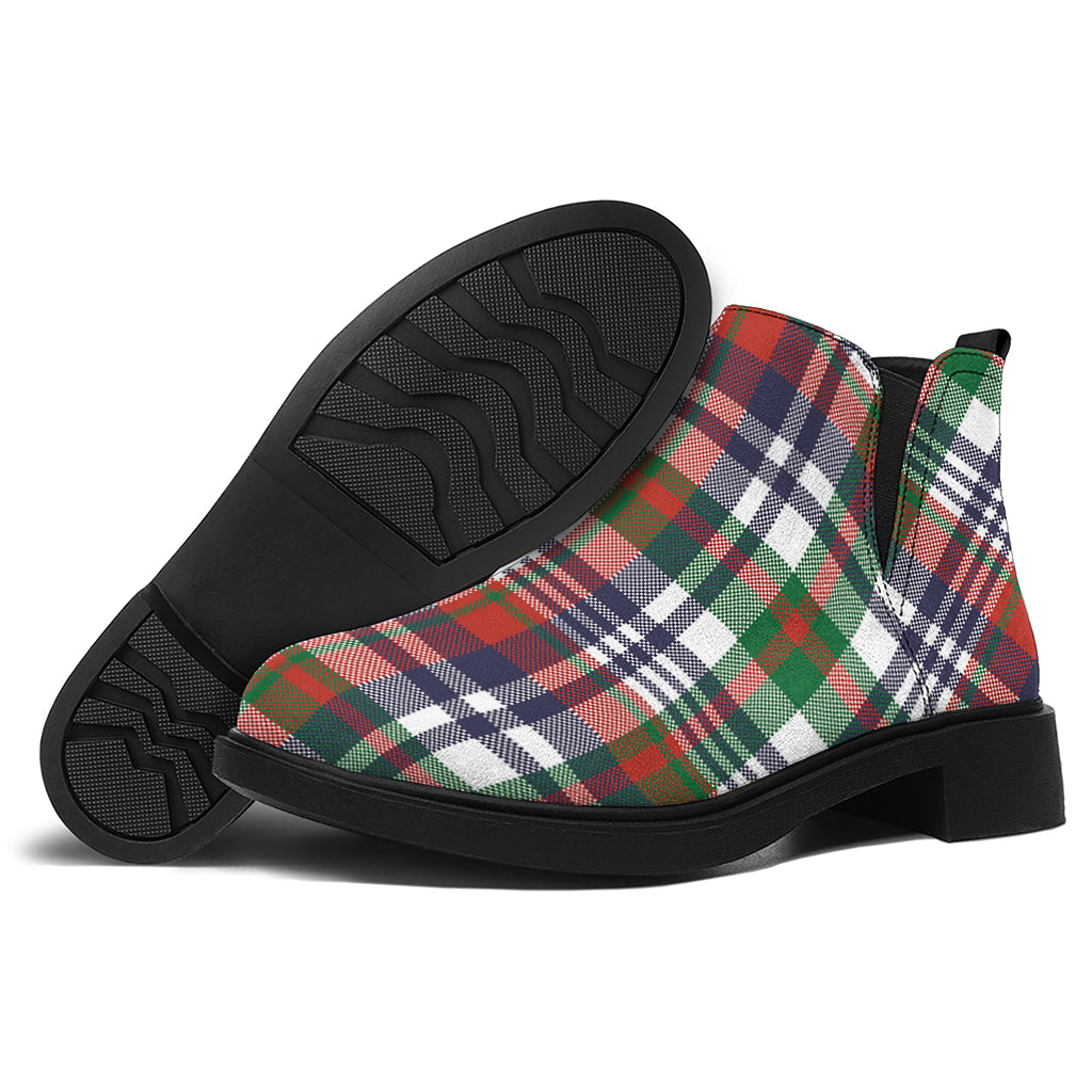 Christmas Madras Plaid Print Flat Ankle Boots