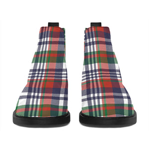 Christmas Madras Plaid Print Flat Ankle Boots