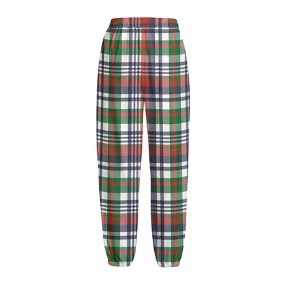 Christmas Madras Plaid Print Fleece Lined Knit Pants