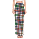 Christmas Madras Plaid Print High Slit Maxi Skirt
