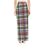 Christmas Madras Plaid Print High Slit Maxi Skirt