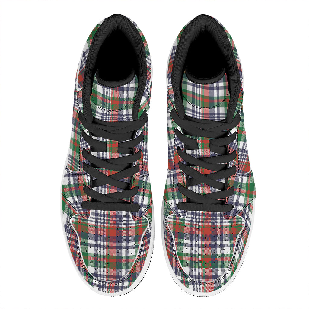 Christmas Madras Plaid Print High Top Leather Sneakers
