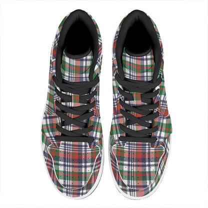 Christmas Madras Plaid Print High Top Leather Sneakers