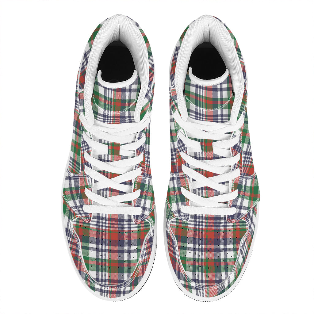 Christmas Madras Plaid Print High Top Leather Sneakers