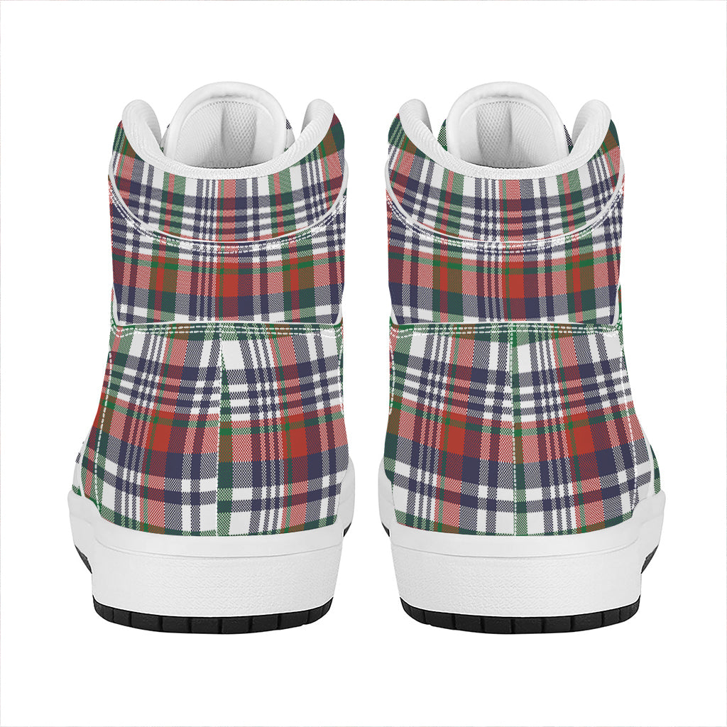 Christmas Madras Plaid Print High Top Leather Sneakers