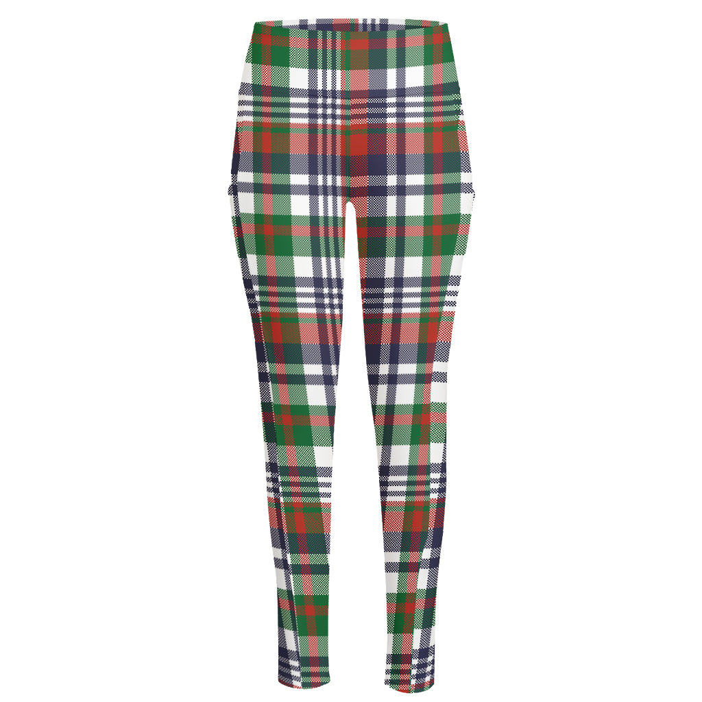 Christmas Madras Plaid Print High-Waisted Pocket Leggings