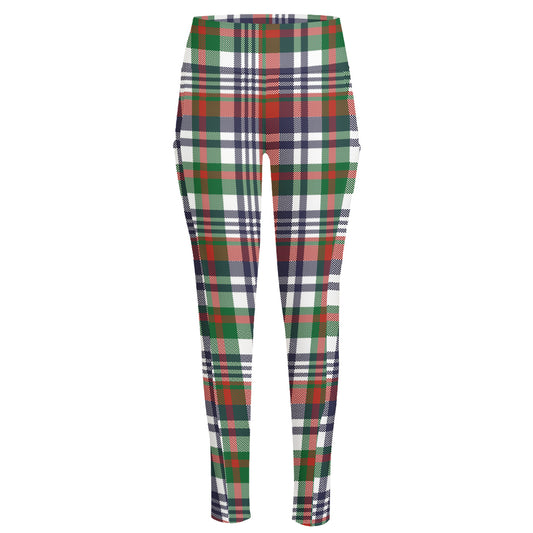 Christmas Madras Plaid Print High-Waisted Pocket Leggings
