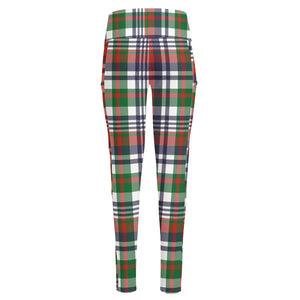 Christmas Madras Plaid Print High-Waisted Pocket Leggings