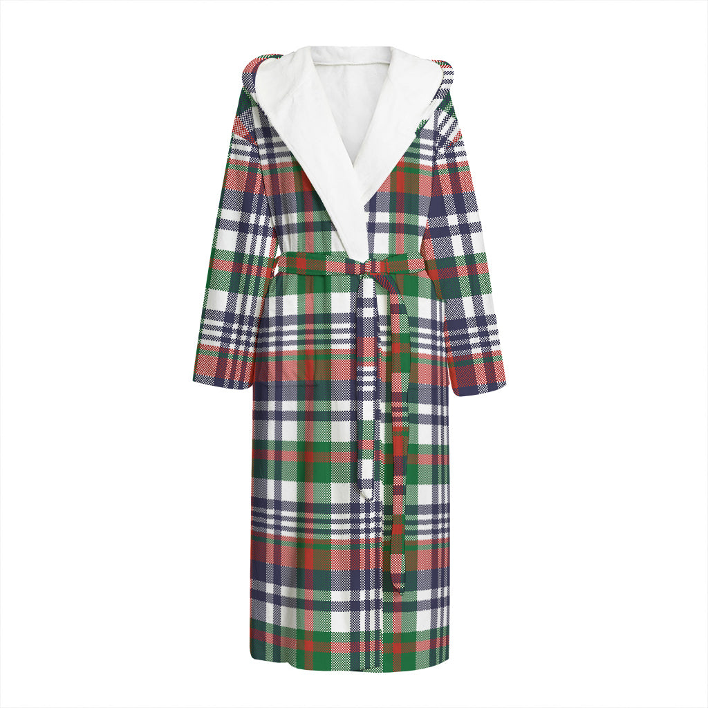 Christmas Madras Plaid Print Hooded Bathrobe