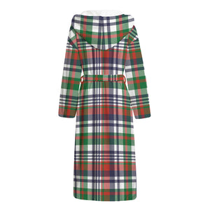 Christmas Madras Plaid Print Hooded Bathrobe