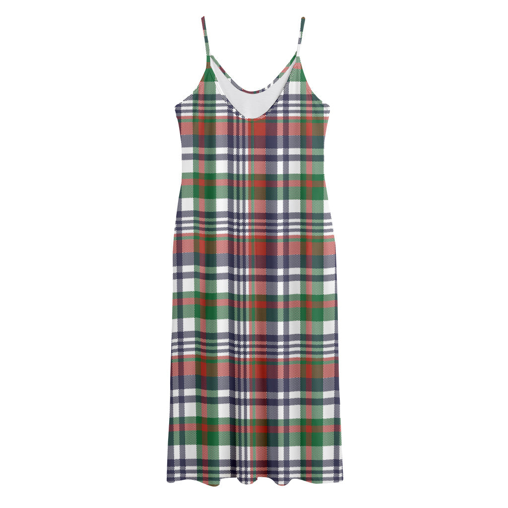 Christmas Madras Plaid Print Jersey Midi Cami Dress
