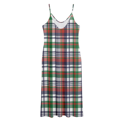 Christmas Madras Plaid Print Jersey Midi Cami Dress