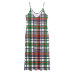 Christmas Madras Plaid Print Jersey Midi Cami Dress