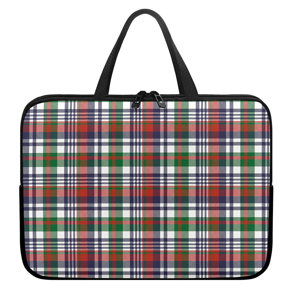Christmas Madras Plaid Print Laptop Sleeve With Handle