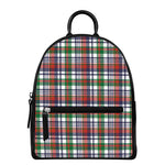 Christmas Madras Plaid Print Leather Backpack