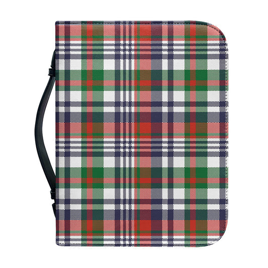 Christmas Madras Plaid Print Leather Bible Cover