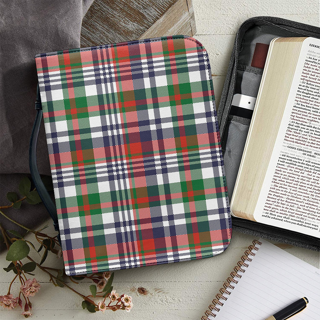 Christmas Madras Plaid Print Leather Bible Cover