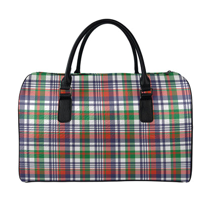 Christmas Madras Plaid Print Leather Duffle Bag
