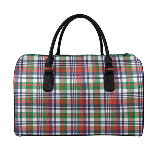 Christmas Madras Plaid Print Leather Duffle Bag