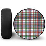 Christmas Madras Plaid Print Leather Spare Tire Cover