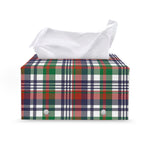 Christmas Madras Plaid Print Leather Tissue Box Cover