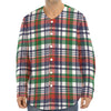 Christmas Madras Plaid Print Long Sleeve Baseball Jersey