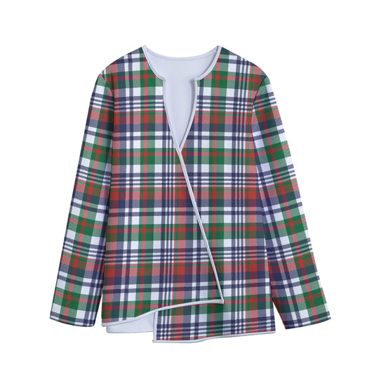 Christmas Madras Plaid Print Long Sleeve Short Coat