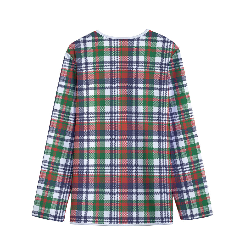 Christmas Madras Plaid Print Long Sleeve Short Coat