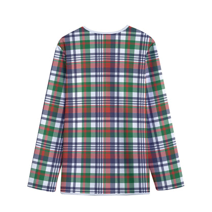 Christmas Madras Plaid Print Long Sleeve Short Coat