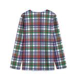 Christmas Madras Plaid Print Long Sleeve Short Coat