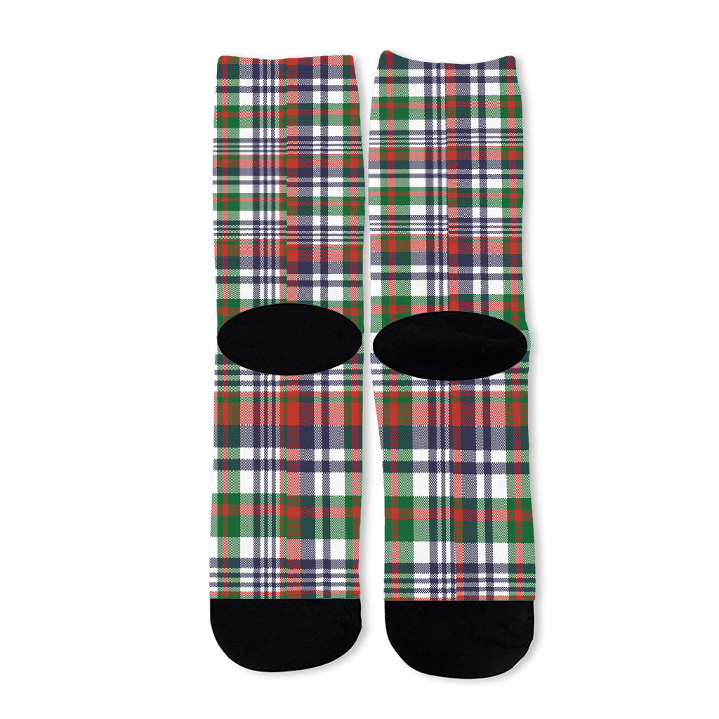 Christmas Madras Plaid Print Long Socks