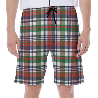 Christmas Madras Plaid Print Men's Beach Shorts