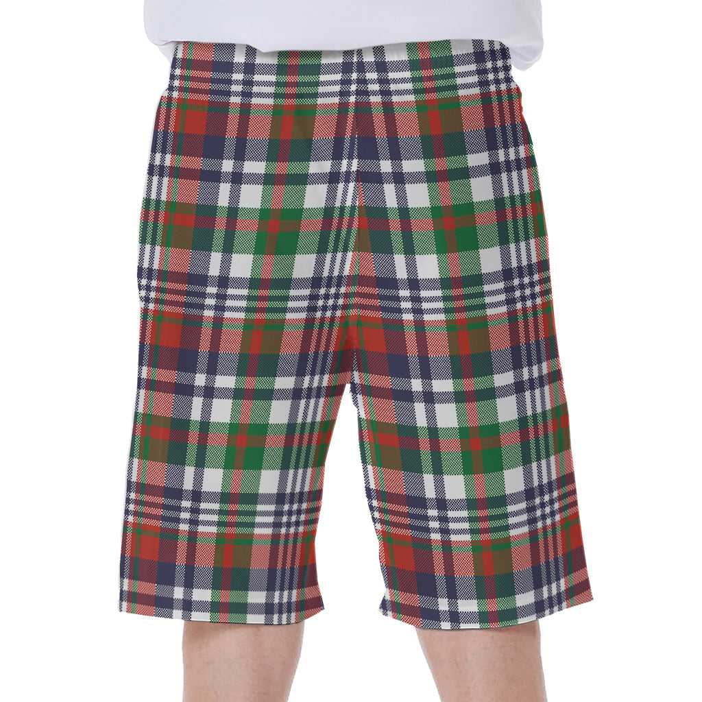 Christmas Madras Plaid Print Men's Beach Shorts