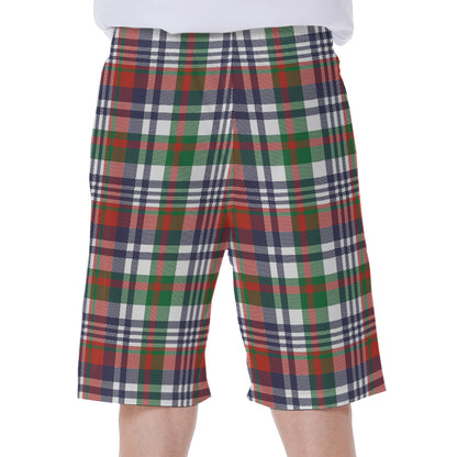 Christmas Madras Plaid Print Men's Beach Shorts