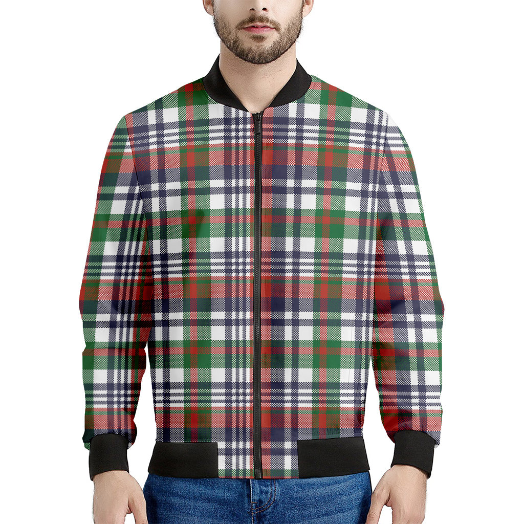 Christmas Madras Plaid Print Men's Bomber Jacket