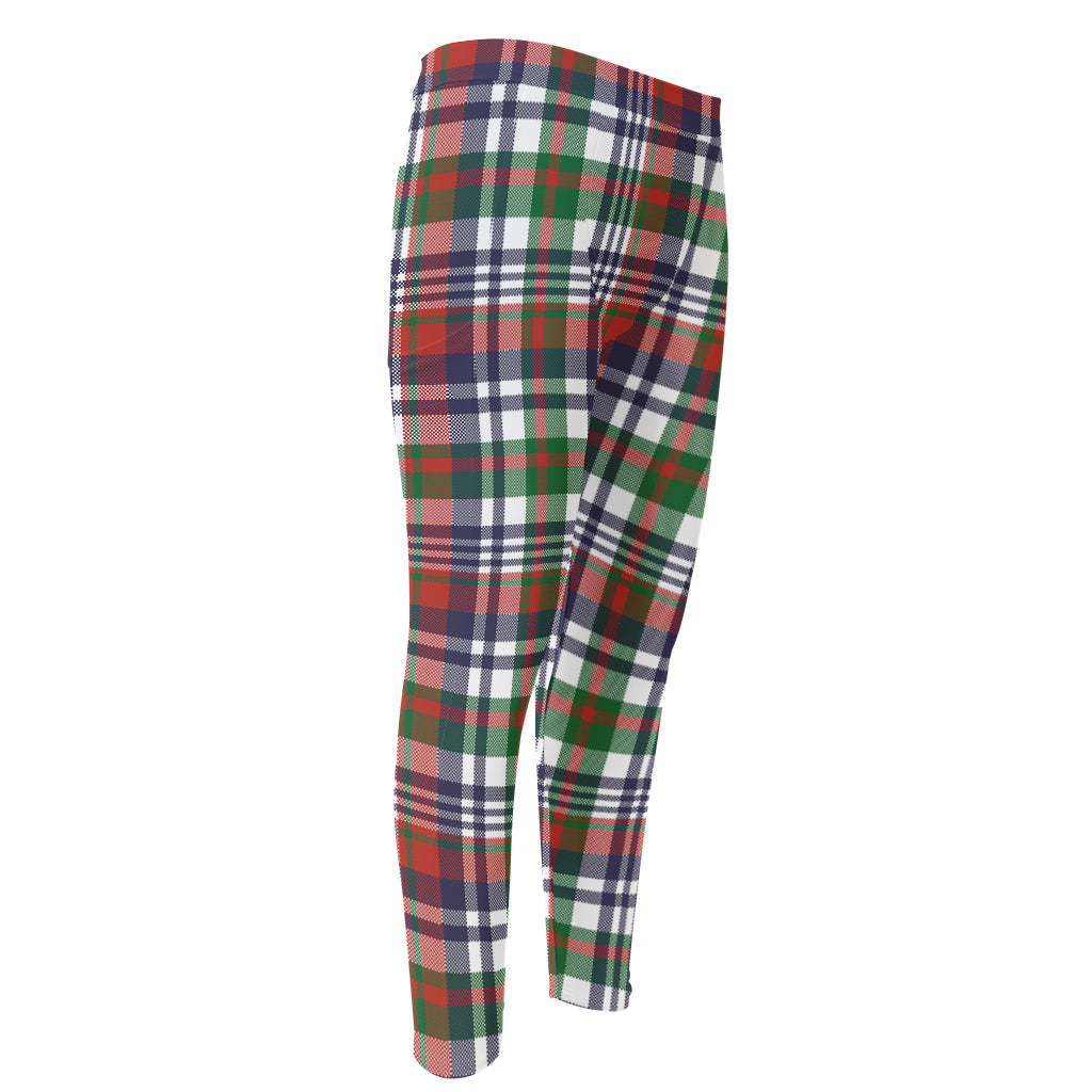 Christmas Madras Plaid Print Men's Compression Pants