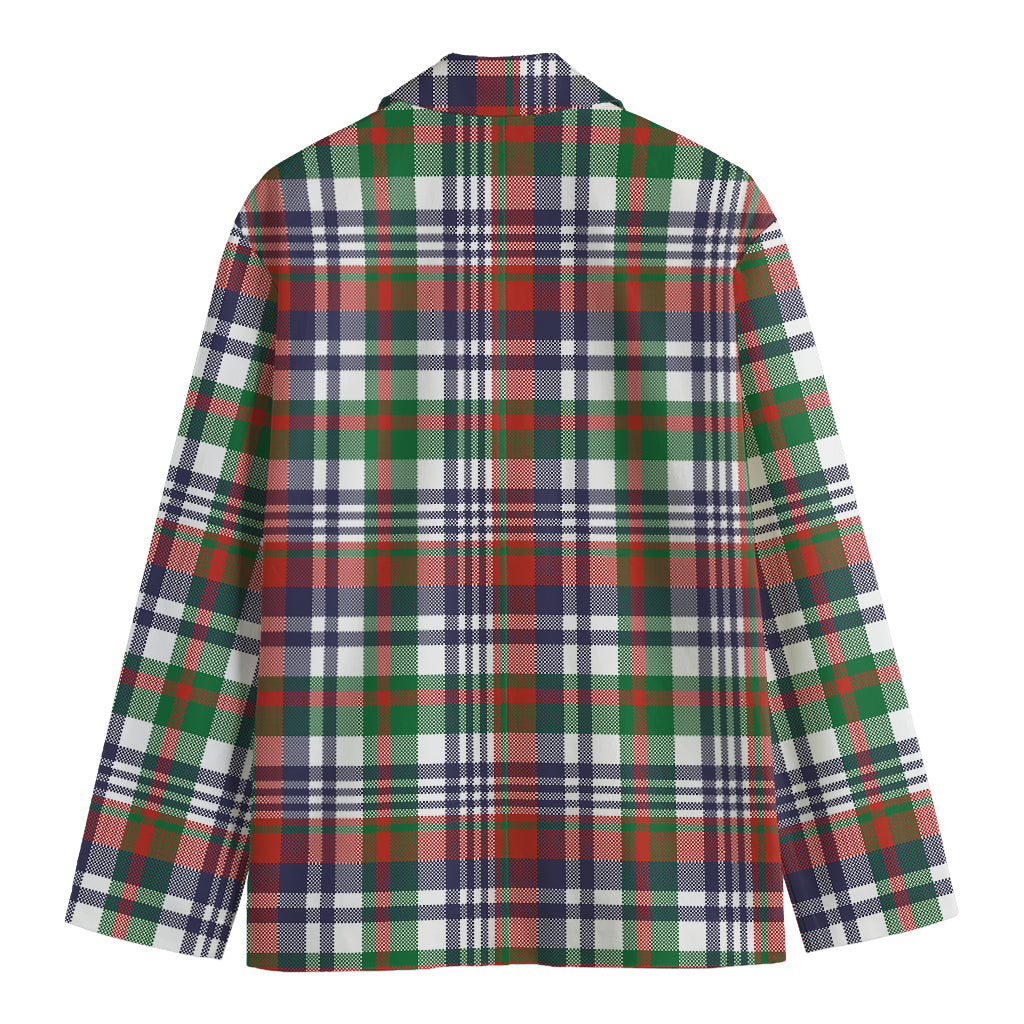 Christmas Madras Plaid Print Men's Cotton Blazer