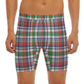 Christmas Madras Plaid Print Men's Long Boxer Briefs