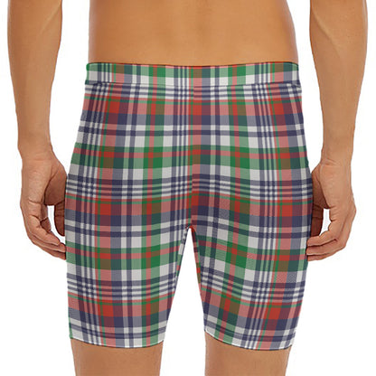 Christmas Madras Plaid Print Men's Long Boxer Briefs