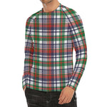 Christmas Madras Plaid Print Men's Long Sleeve Rash Guard
